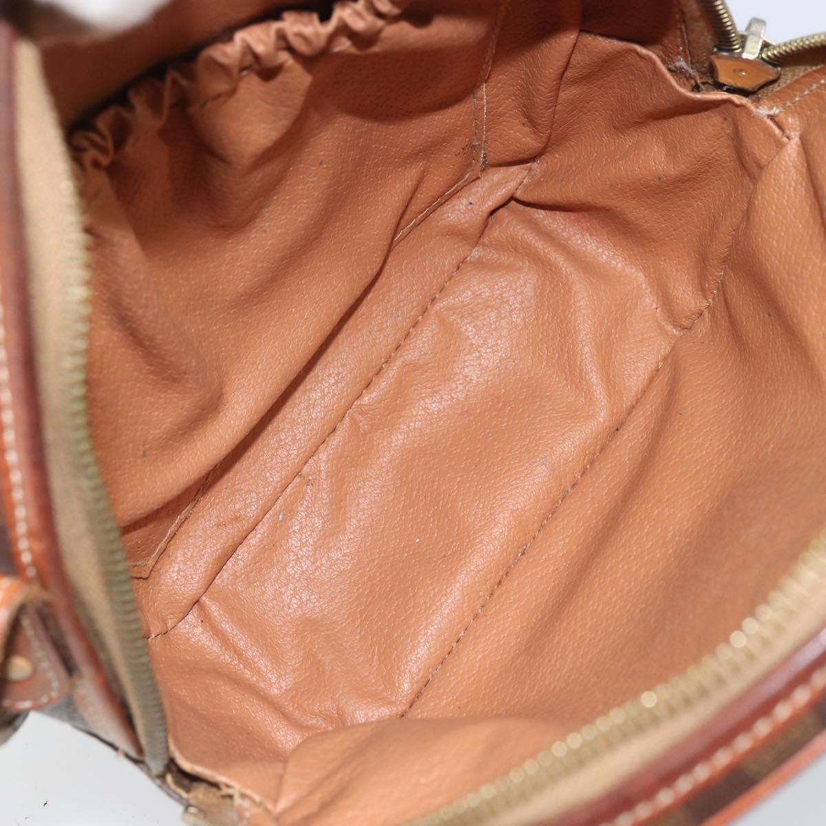 CELINE Macadam Canvas Shoulder Bag PVC Leather Brown Gold Auth ep12997