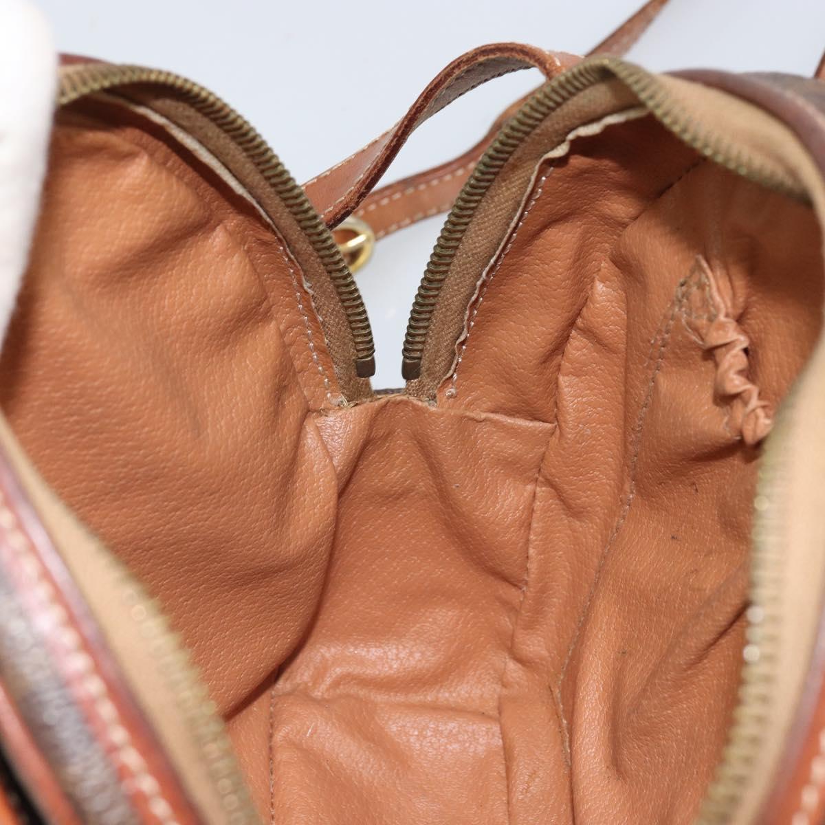 CELINE Macadam Canvas Shoulder Bag PVC Leather Brown Gold Auth ep12997