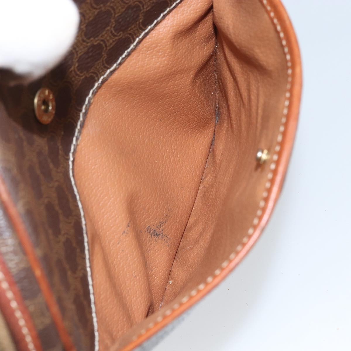 CELINE Macadam Canvas Shoulder Bag PVC Leather Brown Gold Auth ep12997