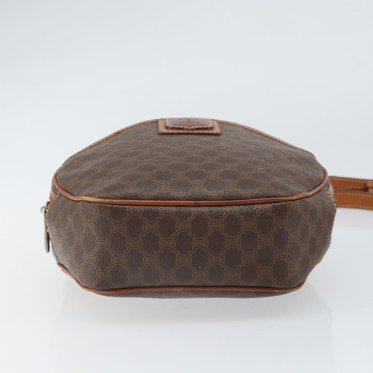 CELINE Macadam Canvas Shoulder Bag PVC Leather Brown Gold Auth ep12997