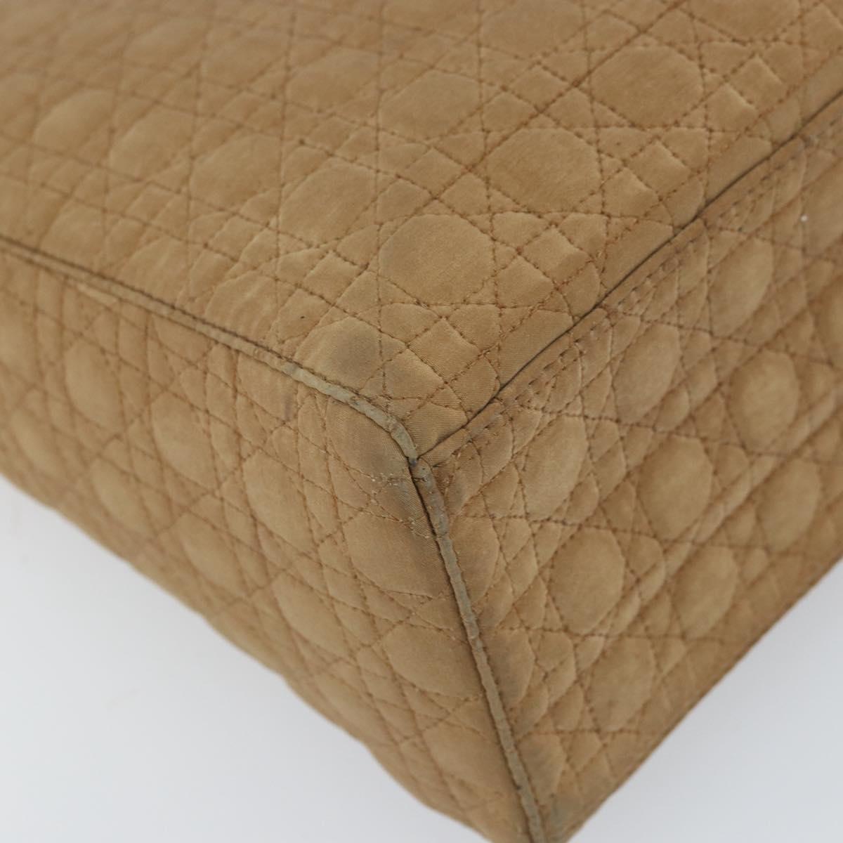 Christian Dior Lady Dior Hand Bag Nylon Beige Gold Auth ep13008