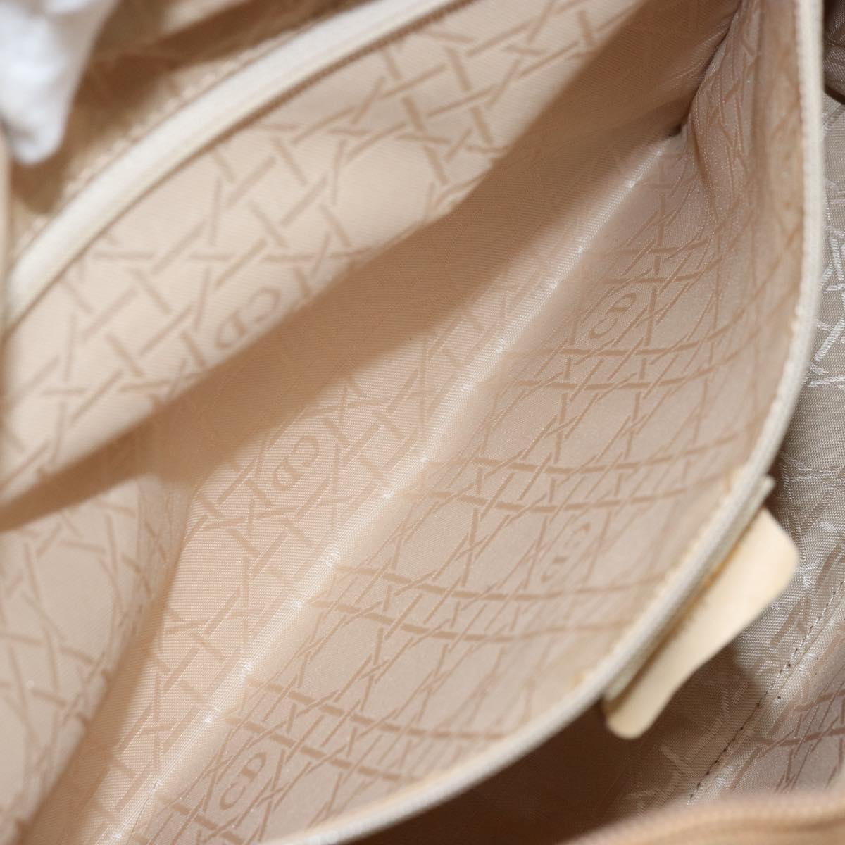 Christian Dior Lady Dior Hand Bag Nylon Beige Gold Auth ep13008