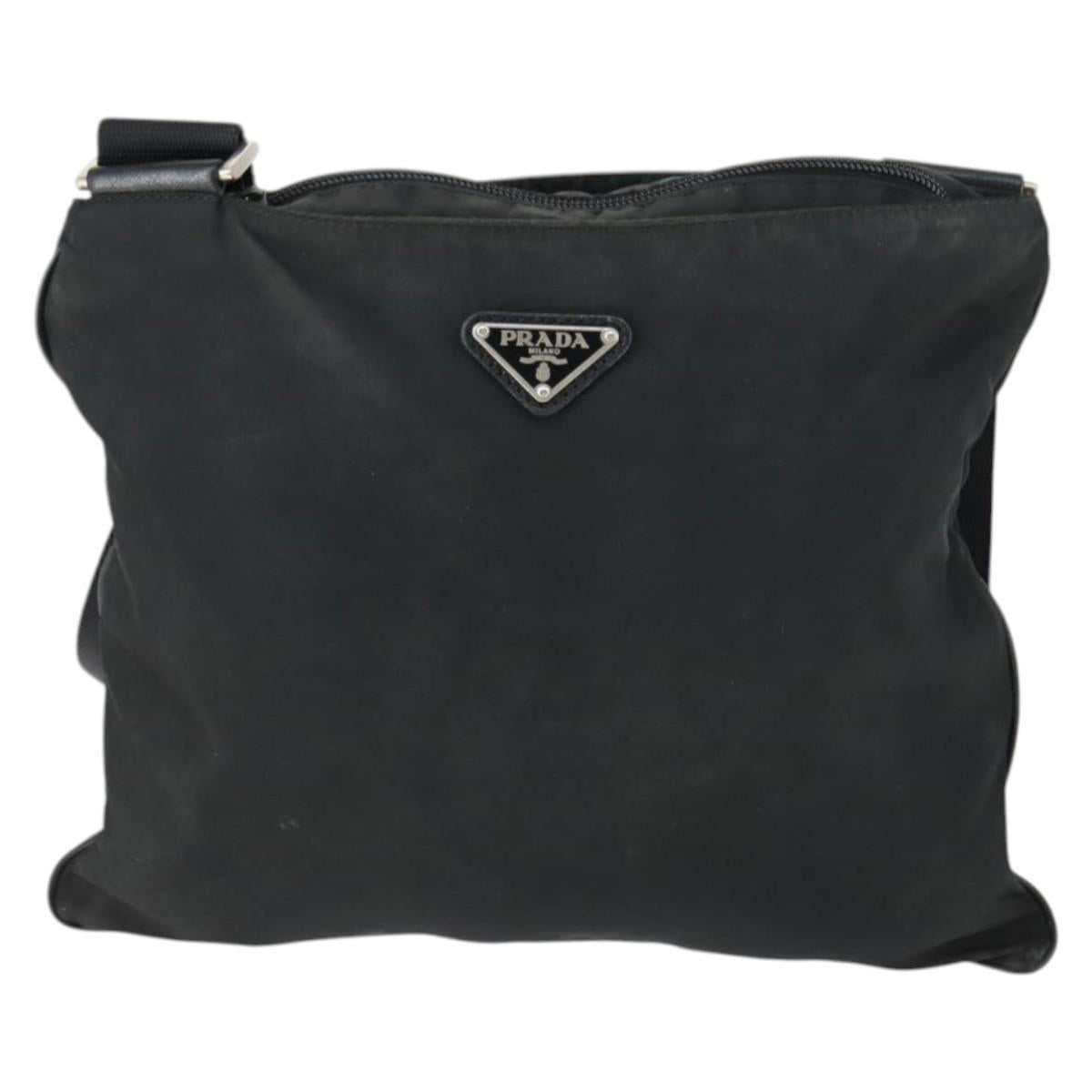 PRADA Shoulder Bag Nylon Black Silver Auth ep13020