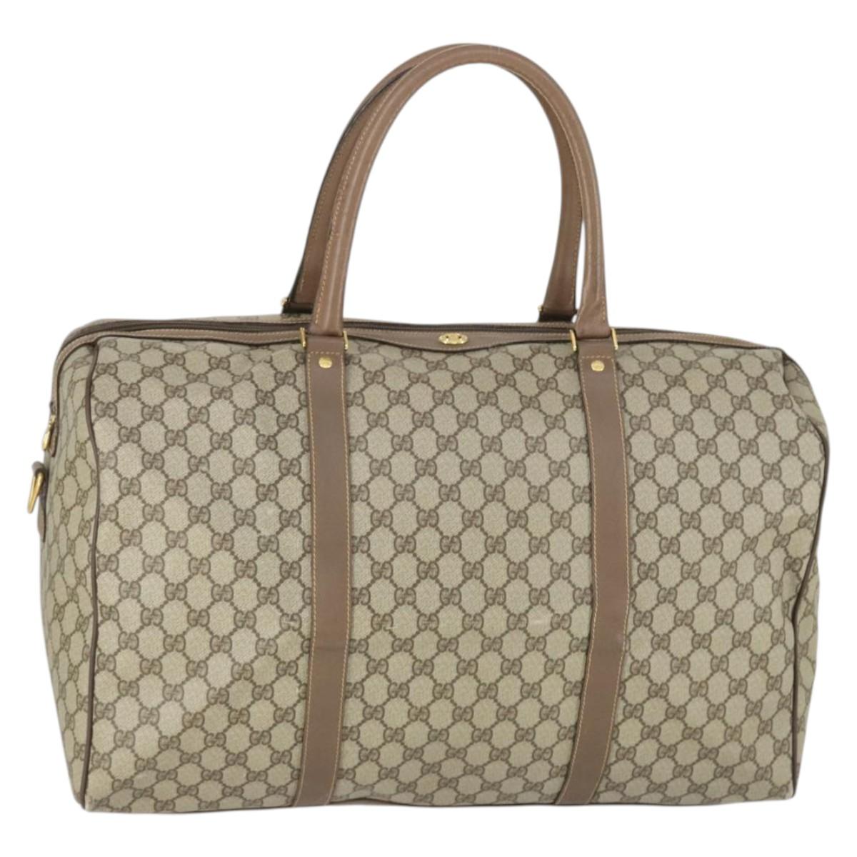 GUCCI GG Supreme Boston Bag PVC Leather Beige Gold 012 3754 6081 Auth ep13021