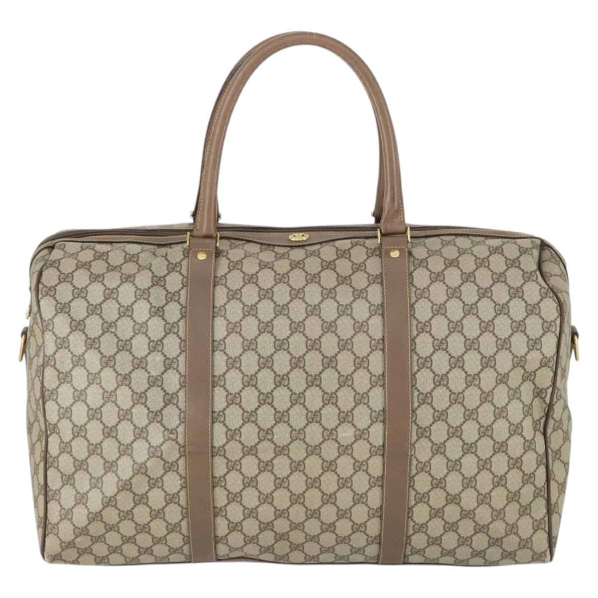 GUCCI GG Supreme Boston Bag PVC Leather Beige Gold 012 3754 6081 Auth ep13021