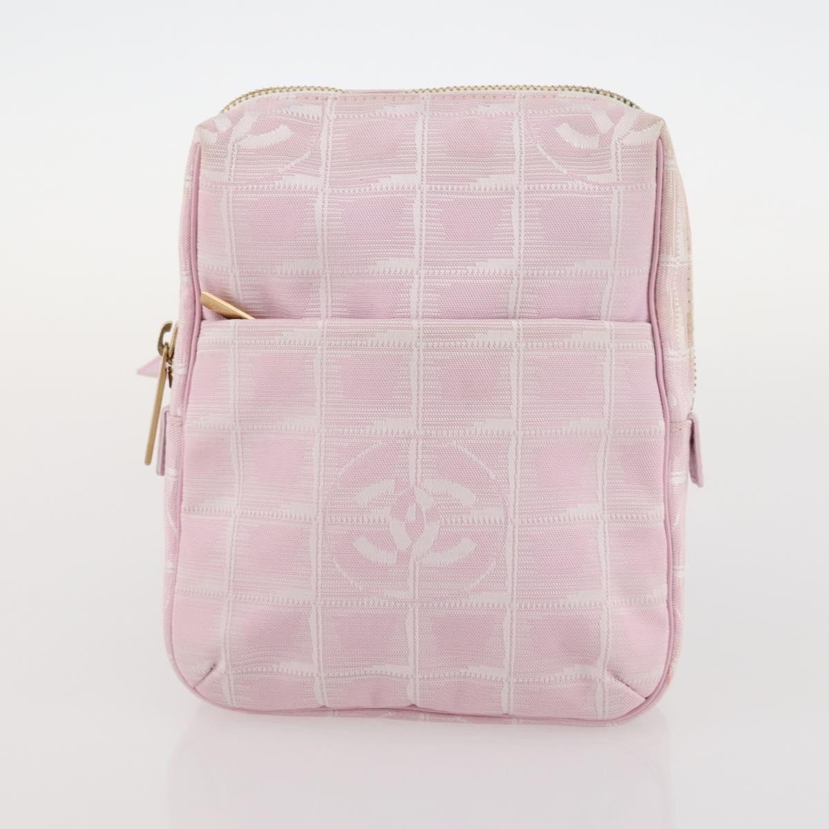 CHANEL New TravelLine Bag Nylon 3 Set Pink CC Auth ep13031