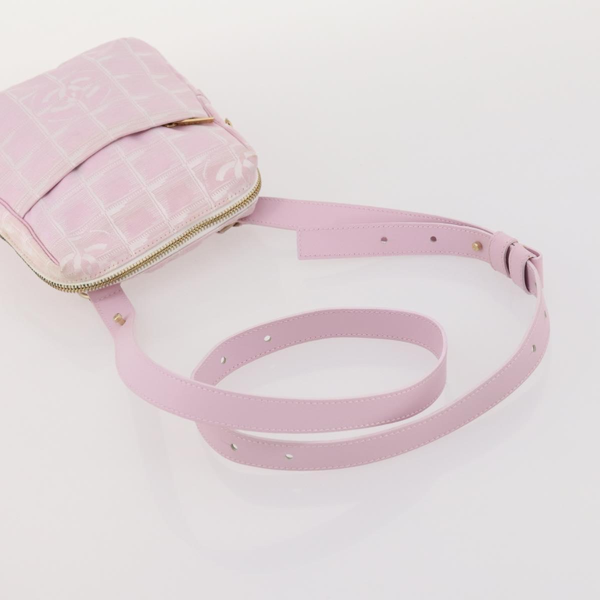 CHANEL New TravelLine Bag Nylon 3 Set Pink CC Auth ep13031