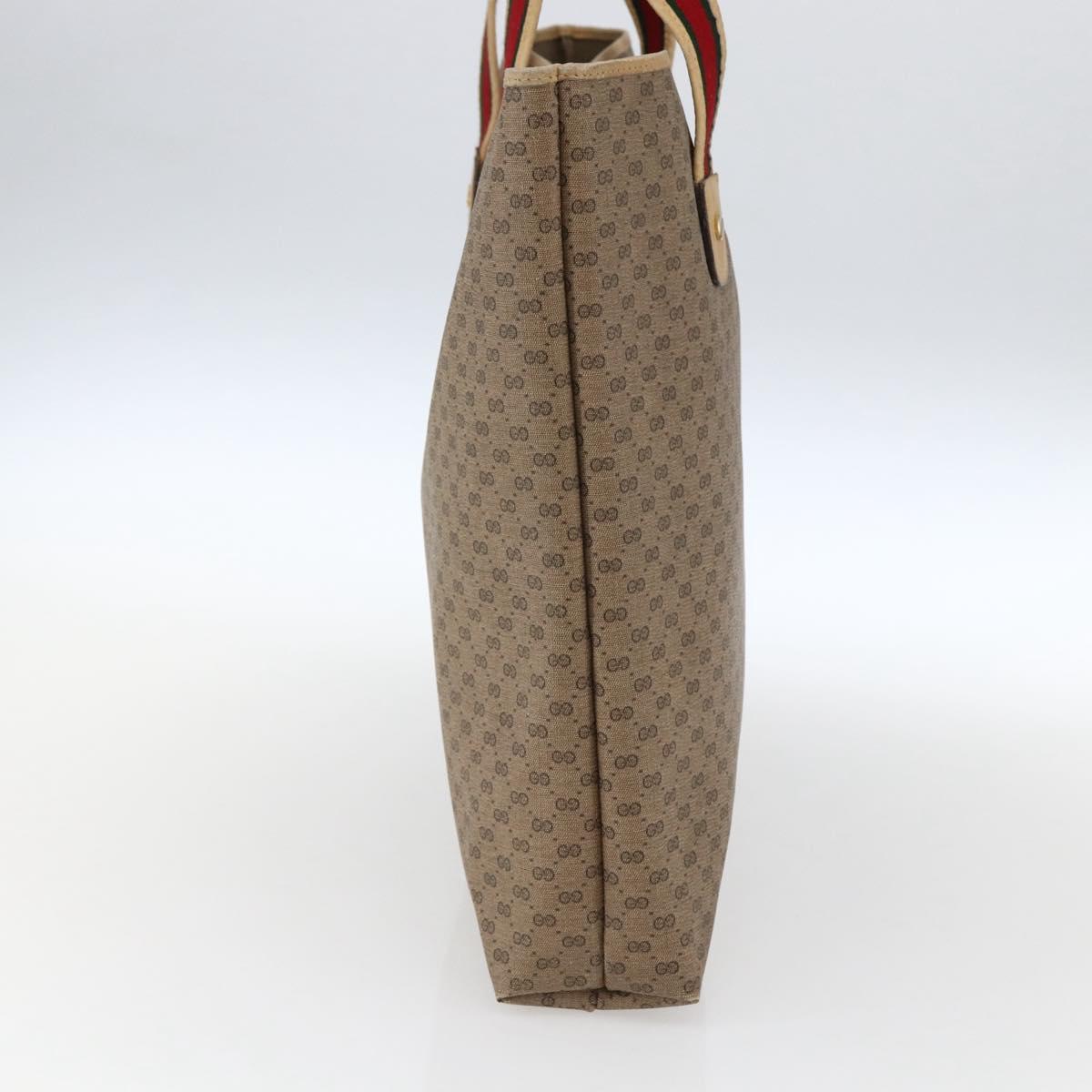 GUCCI Micro GG Supreme Web Sherry Line Tote Bag PVC Beige Gold Red Auth ep13035