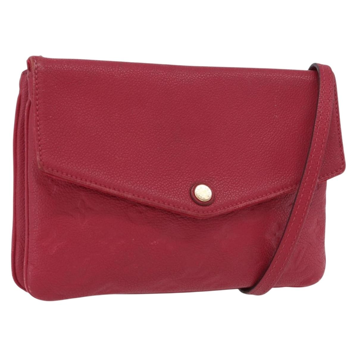 LOUIS VUITTON Monogram Empreinte Twice Shoulder Bag Cerise M50259 Auth ep13040