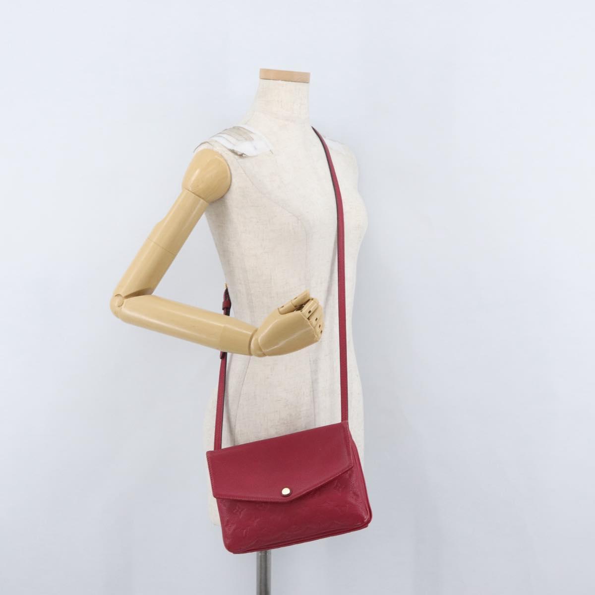 LOUIS VUITTON Monogram Empreinte Twice Shoulder Bag Cerise M50259 Auth ep13040