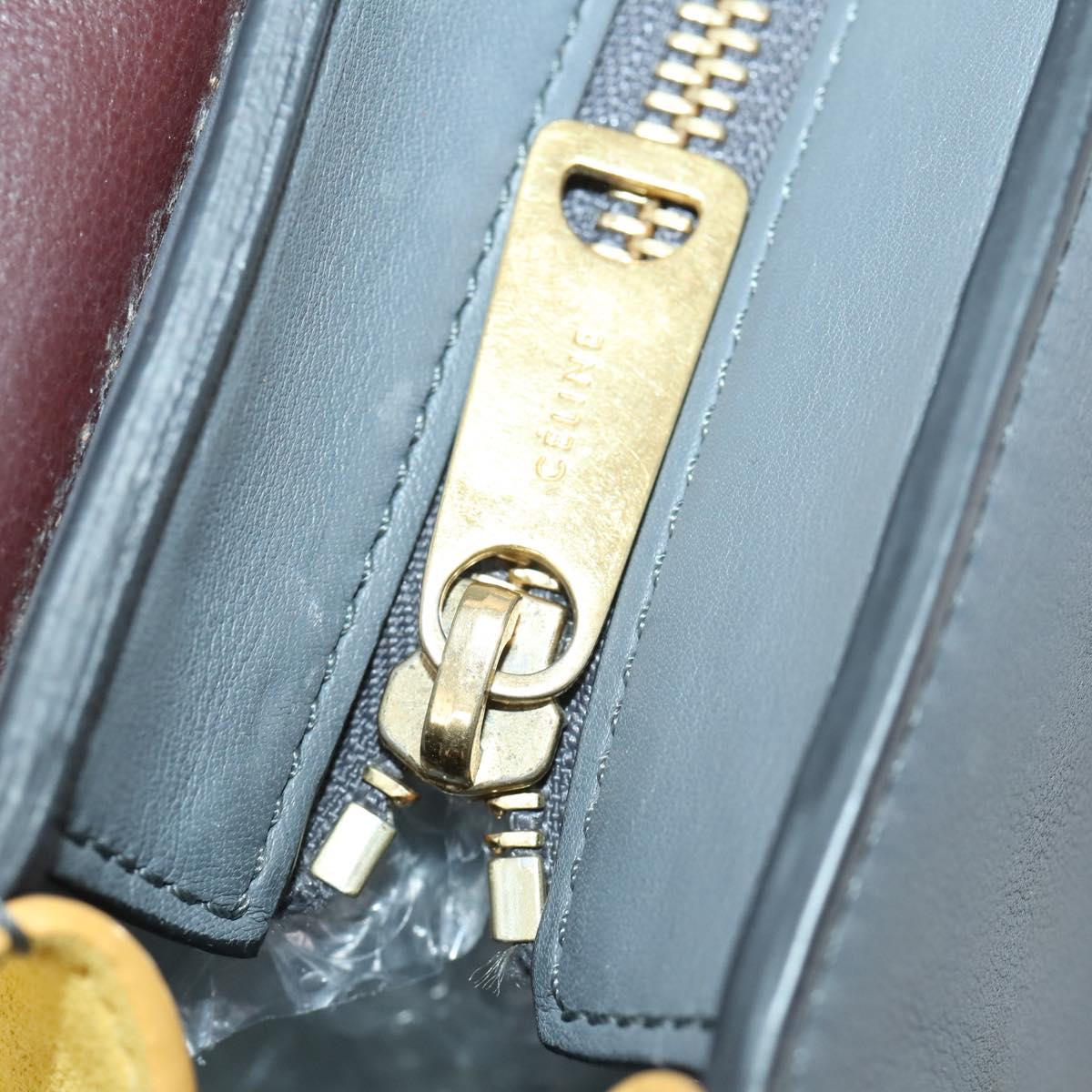 CELINE Trapeze Hand Bag Suede Leather 2way Gray Gold Auth ep13043
