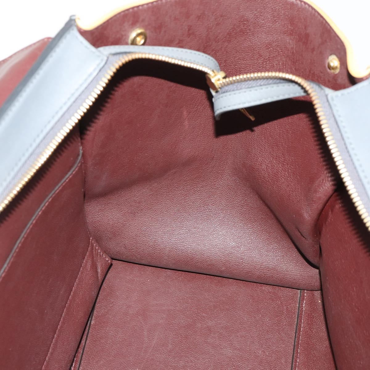 CELINE Trapeze Hand Bag Suede Leather 2way Gray Gold Auth ep13043