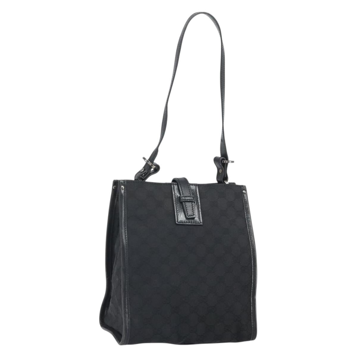 GUCCI GG Canvas Shoulder Bag Black Silver 110292 Auth ep13049