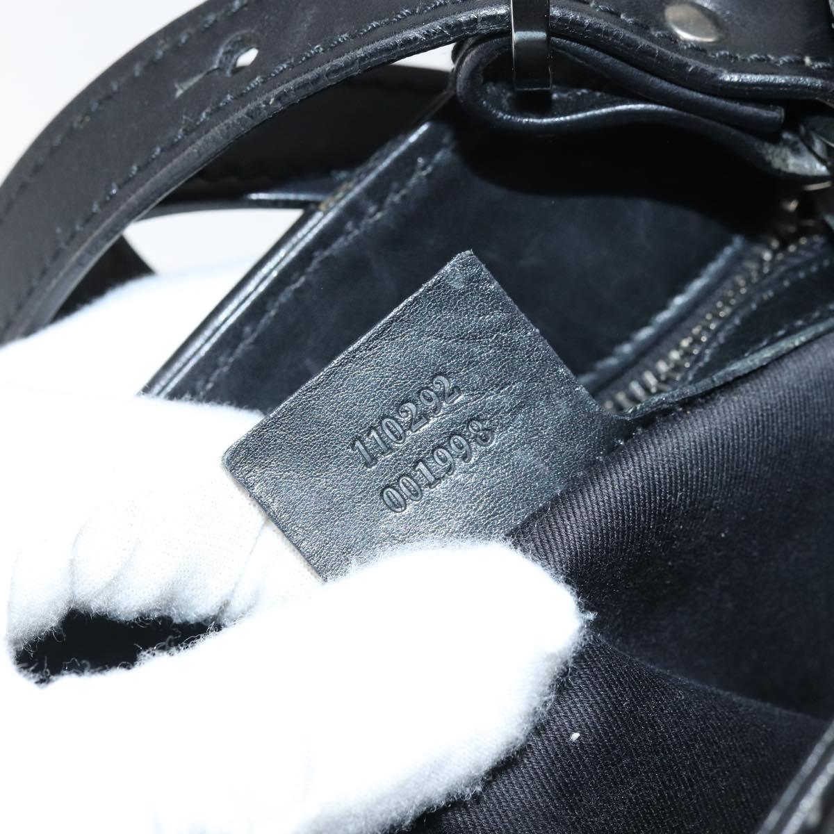 GUCCI GG Canvas Shoulder Bag Black Silver 110292 Auth ep13049