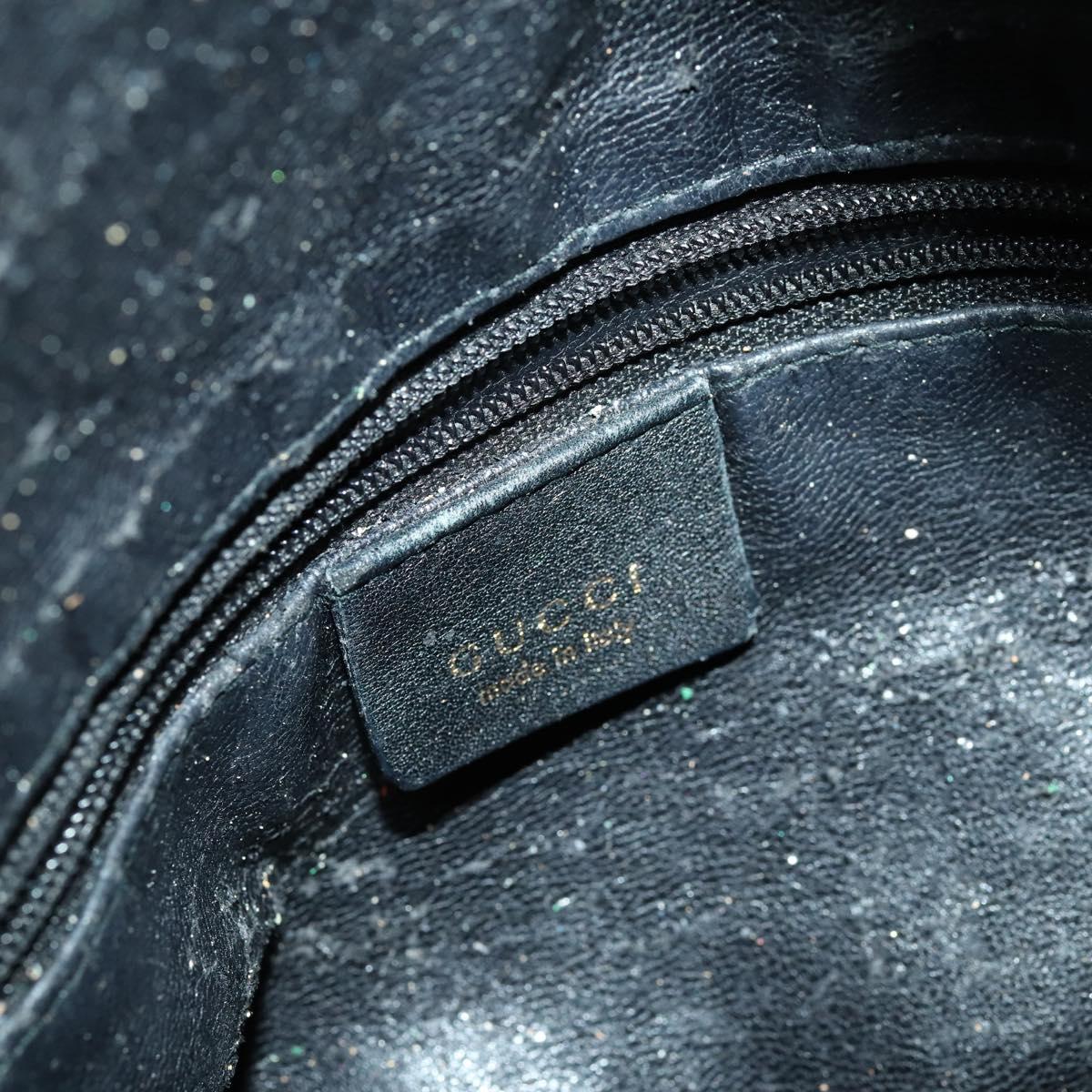 GUCCI Bamboo Shoulder Bag Leather 2way Black Gold Auth ep13051