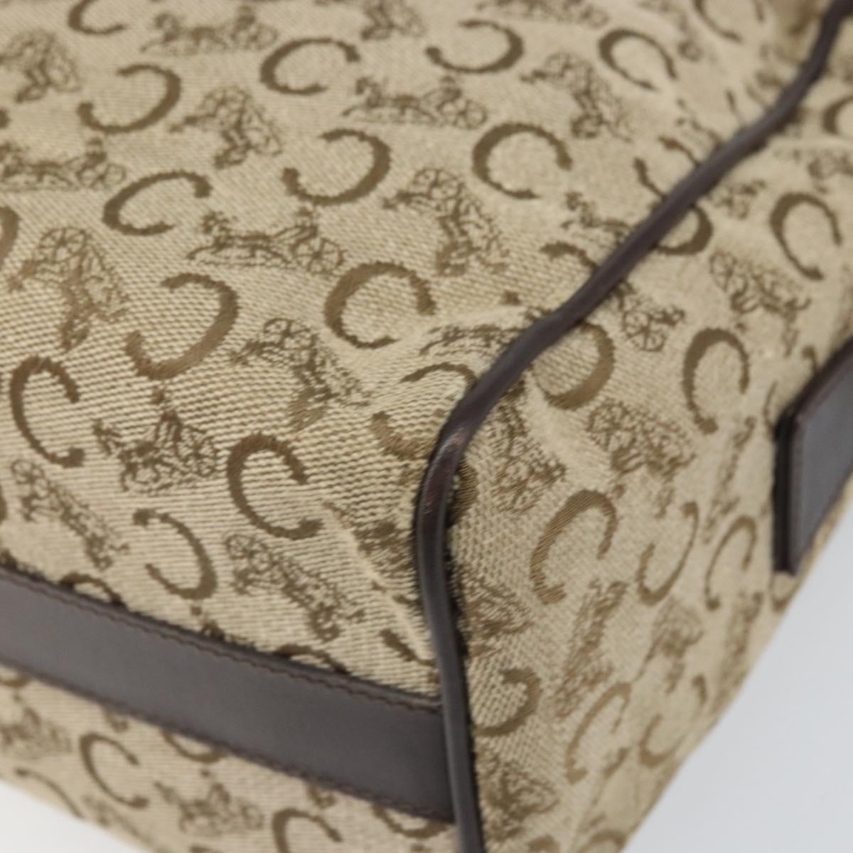 CELINE C Sulky Shoulder Bag Canvas Beige Gold Auth ep13052