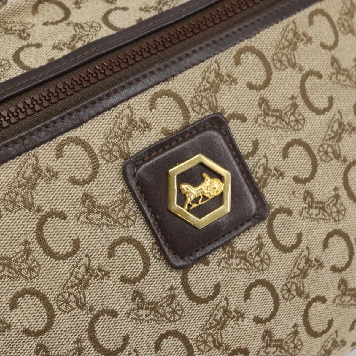 CELINE C Sulky Shoulder Bag Canvas Beige Gold Auth ep13052