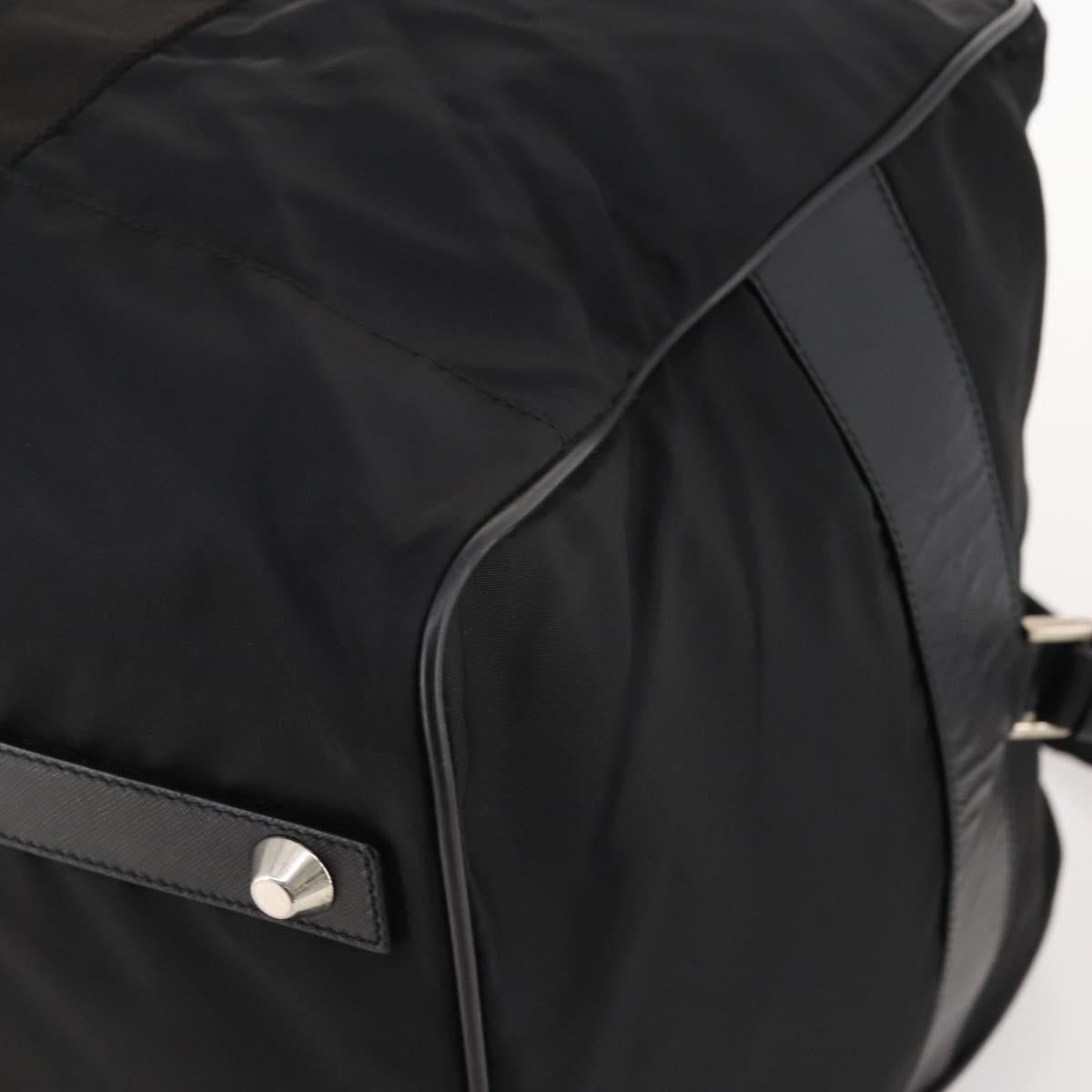PRADA Boston Bag Nylon 2way Black Silver Auth ep13054