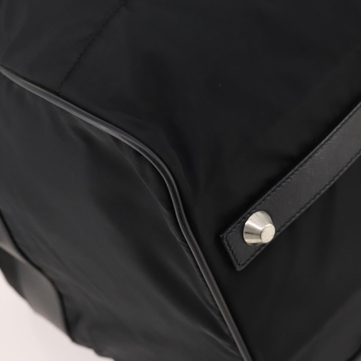 PRADA Boston Bag Nylon 2way Black Silver Auth ep13054