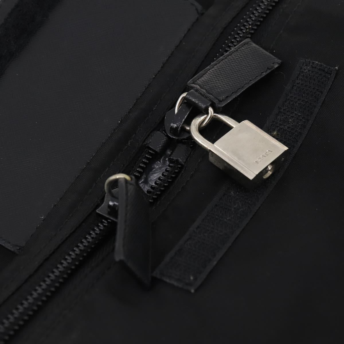 PRADA Boston Bag Nylon 2way Black Silver Auth ep13054