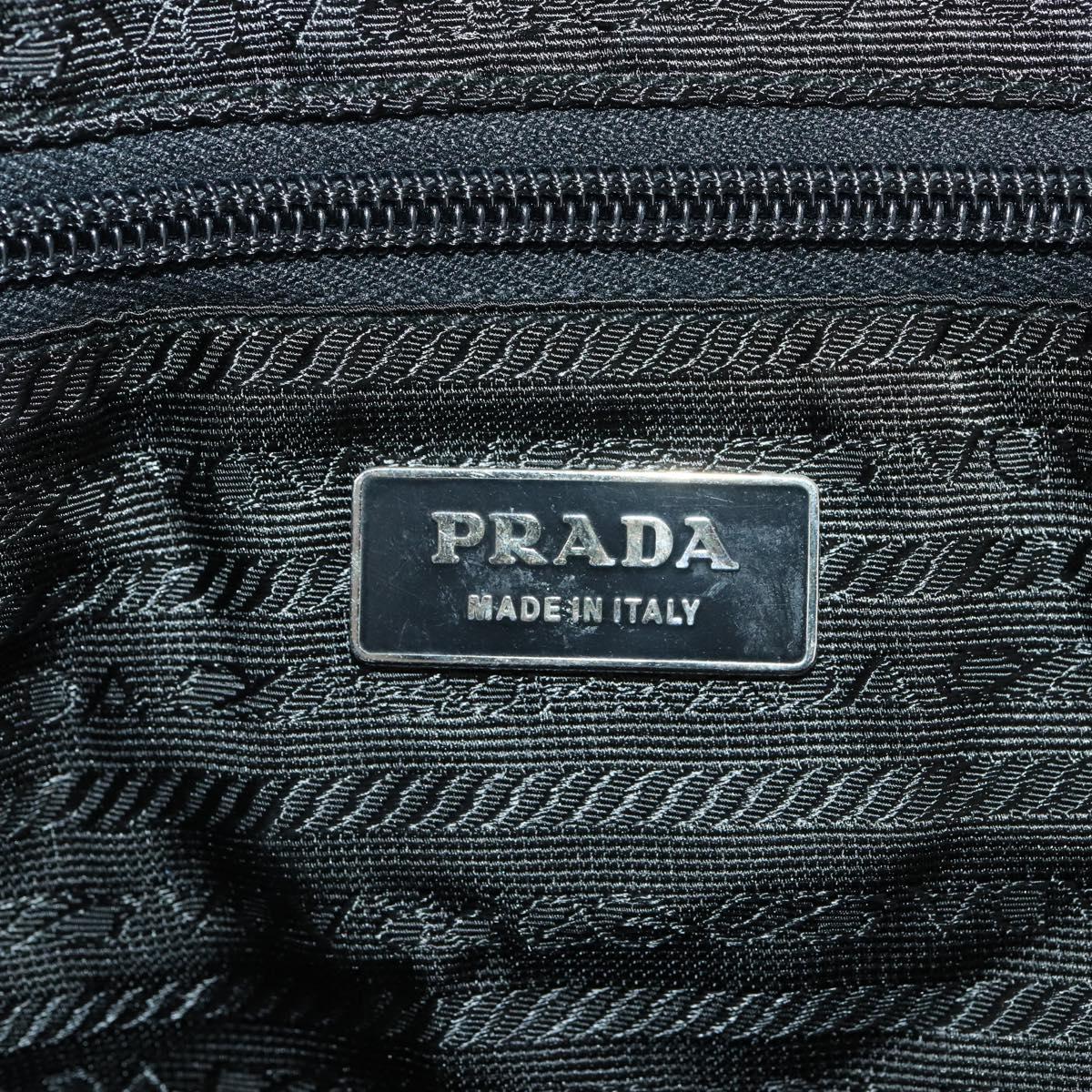 PRADA Boston Bag Nylon 2way Black Silver Auth ep13054
