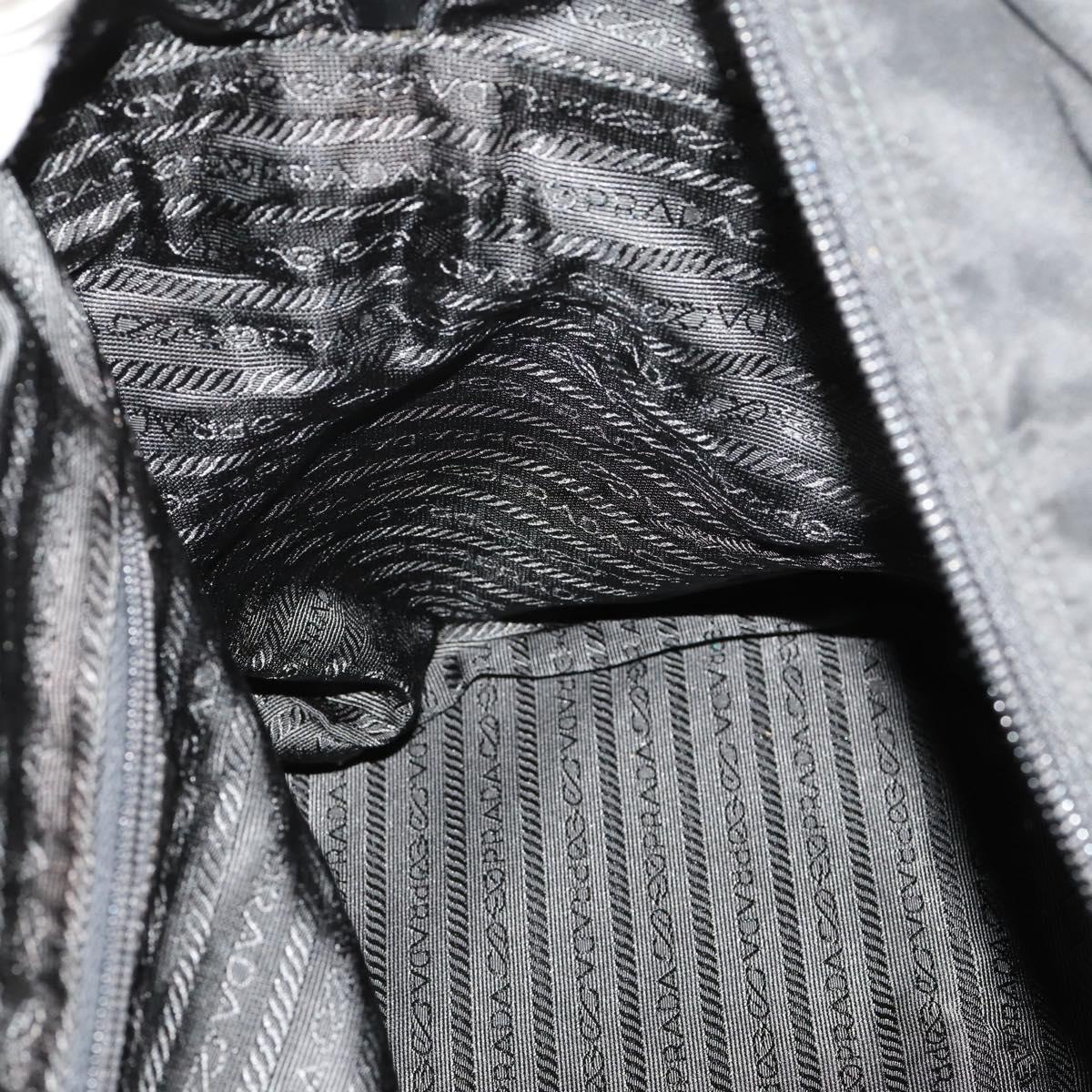 PRADA Boston Bag Nylon 2way Black Silver Auth ep13054