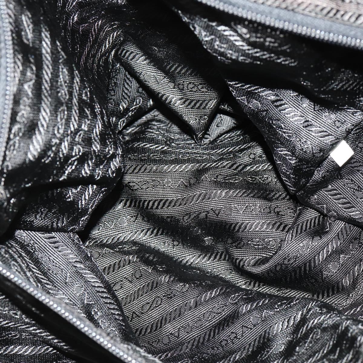 PRADA Boston Bag Nylon 2way Black Silver Auth ep13054