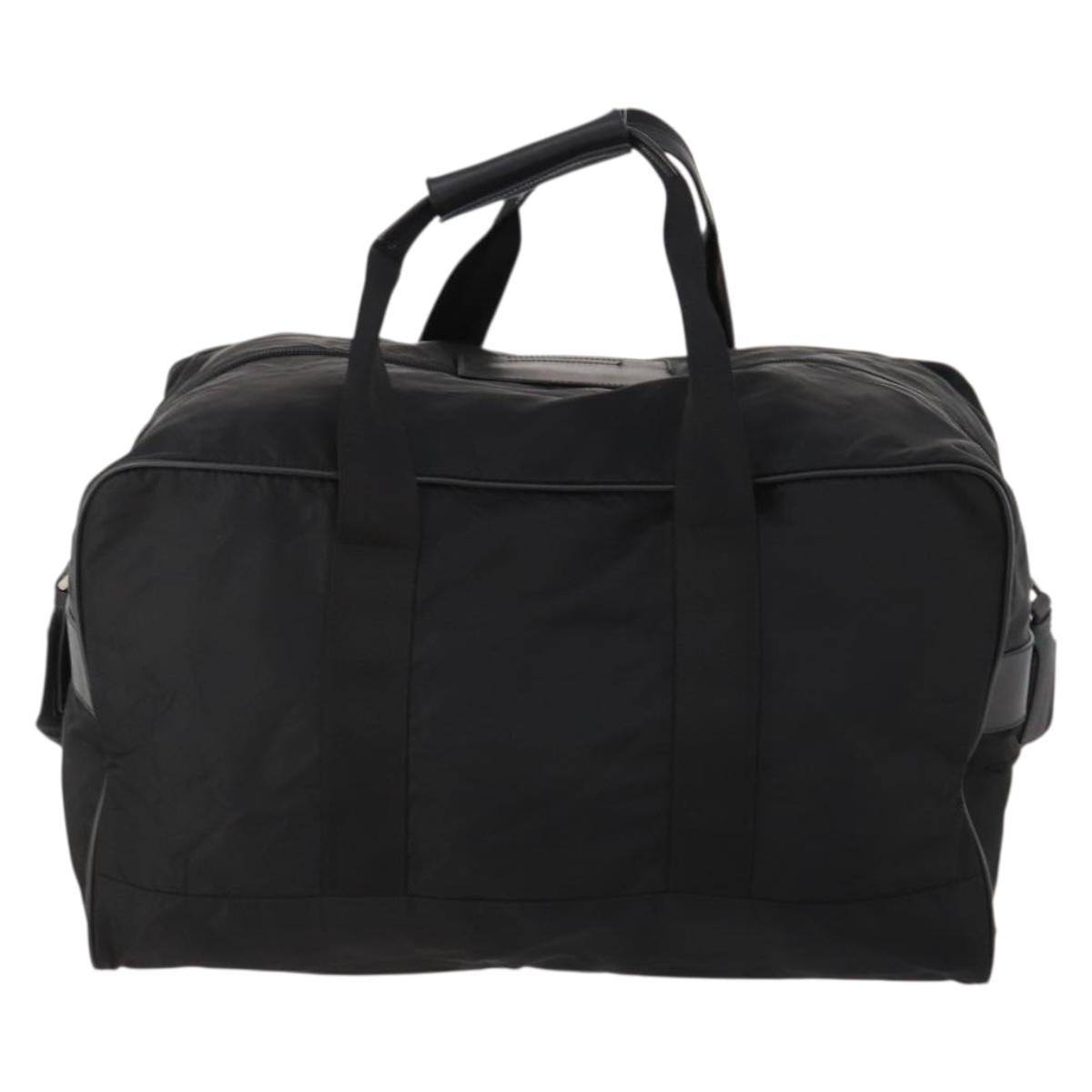 PRADA Boston Bag Nylon 2way Black Silver Auth ep13054