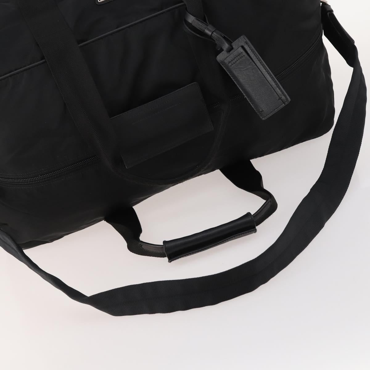 PRADA Boston Bag Nylon 2way Black Silver Auth ep13054
