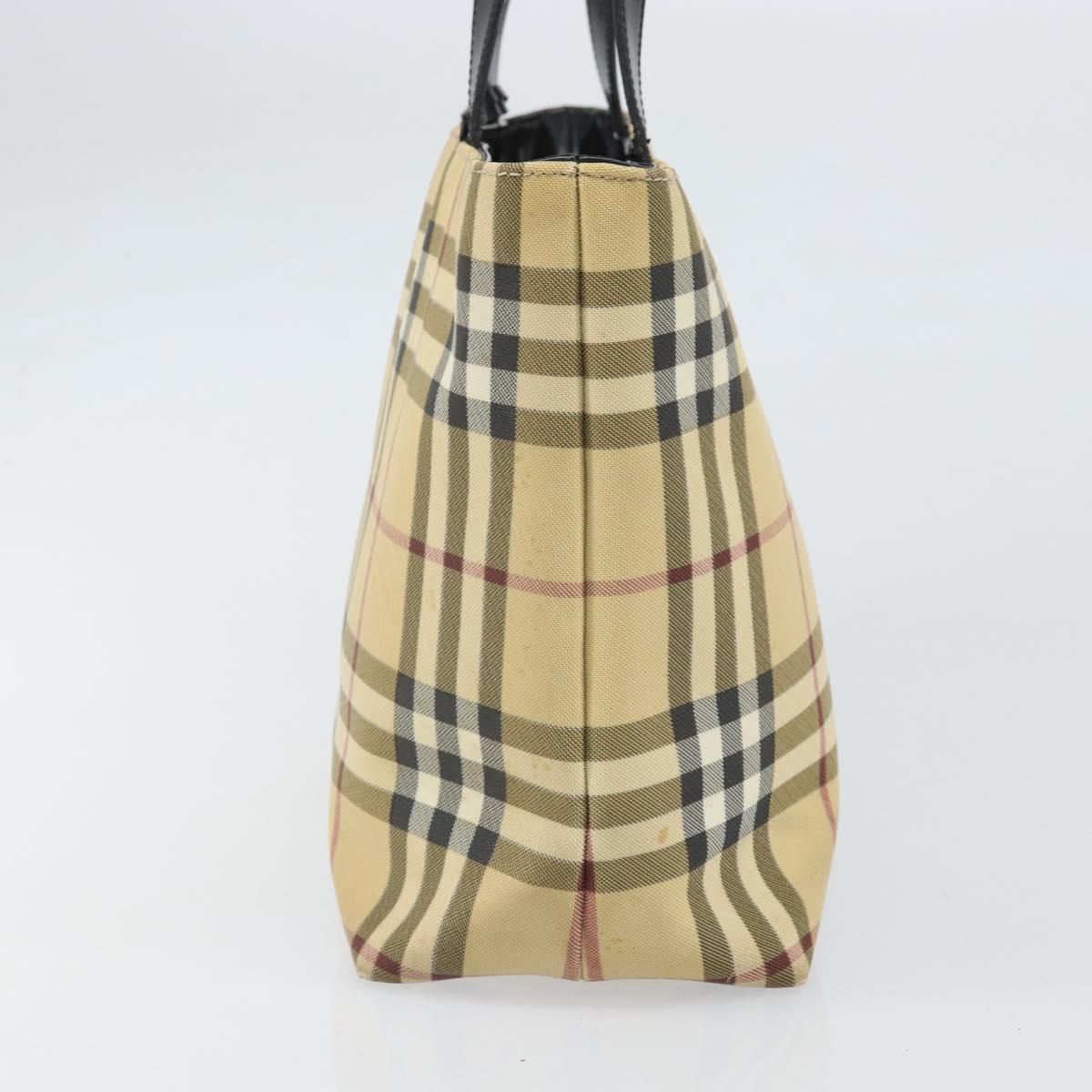 BURBERRY Nova Check Hand Bag PVC Leather Beige Auth ep13062