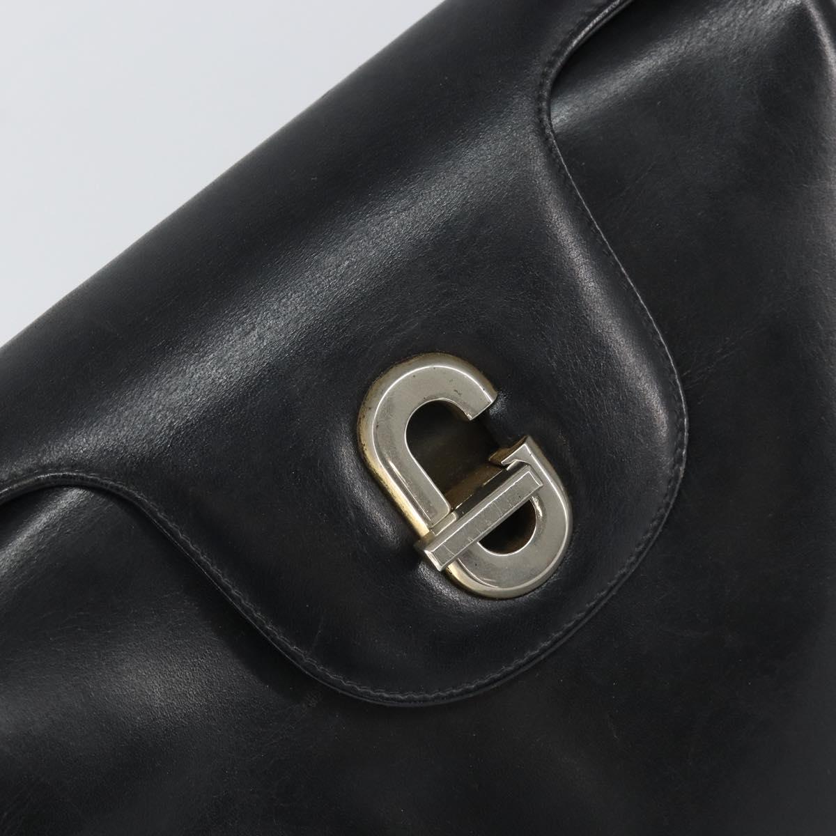 GUCCI Shoulder Bag Leather Black Gold Auth ep13065