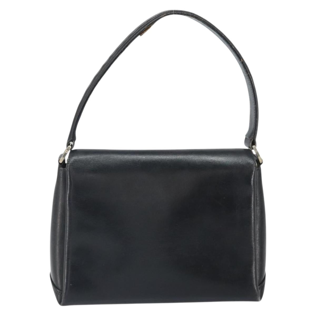 GUCCI Shoulder Bag Leather Black Gold Auth ep13065