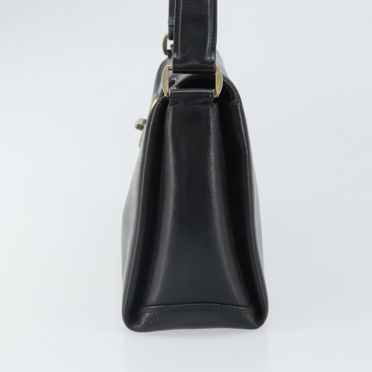 GUCCI Shoulder Bag Leather Black Gold Auth ep13065