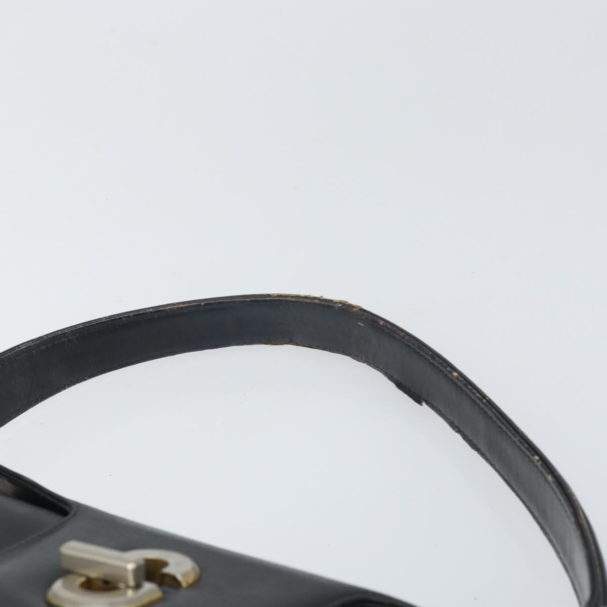 GUCCI Shoulder Bag Leather Black Gold Auth ep13065