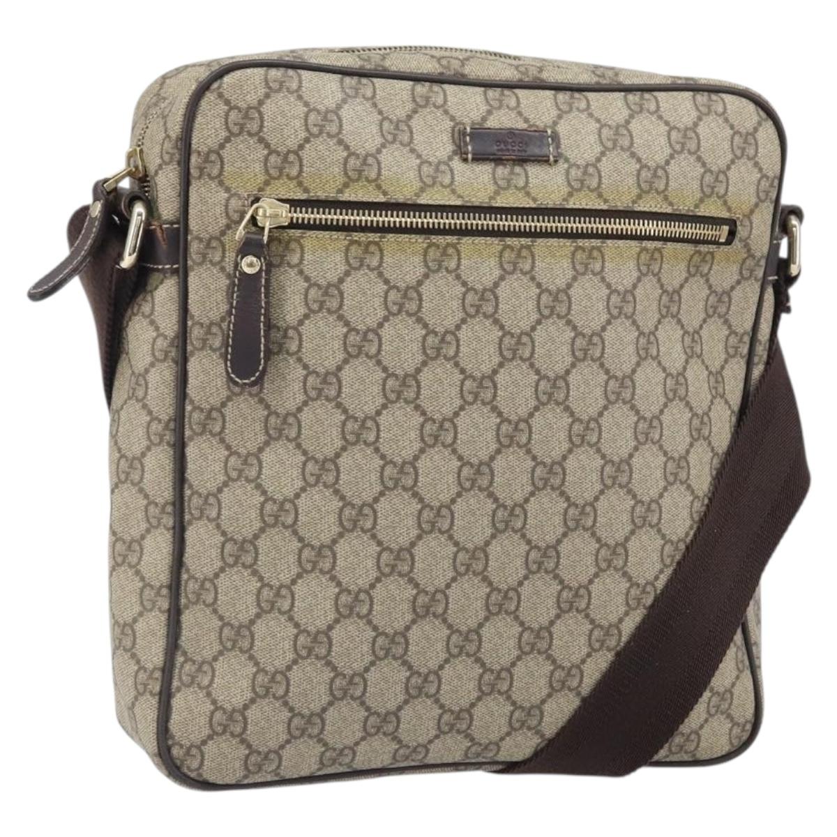 GUCCI GG Supreme Shoulder Bag PVC Beige Gold 201448 Auth ep13070