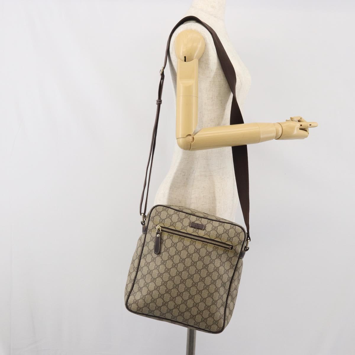 GUCCI GG Supreme Shoulder Bag PVC Beige Gold 201448 Auth ep13070