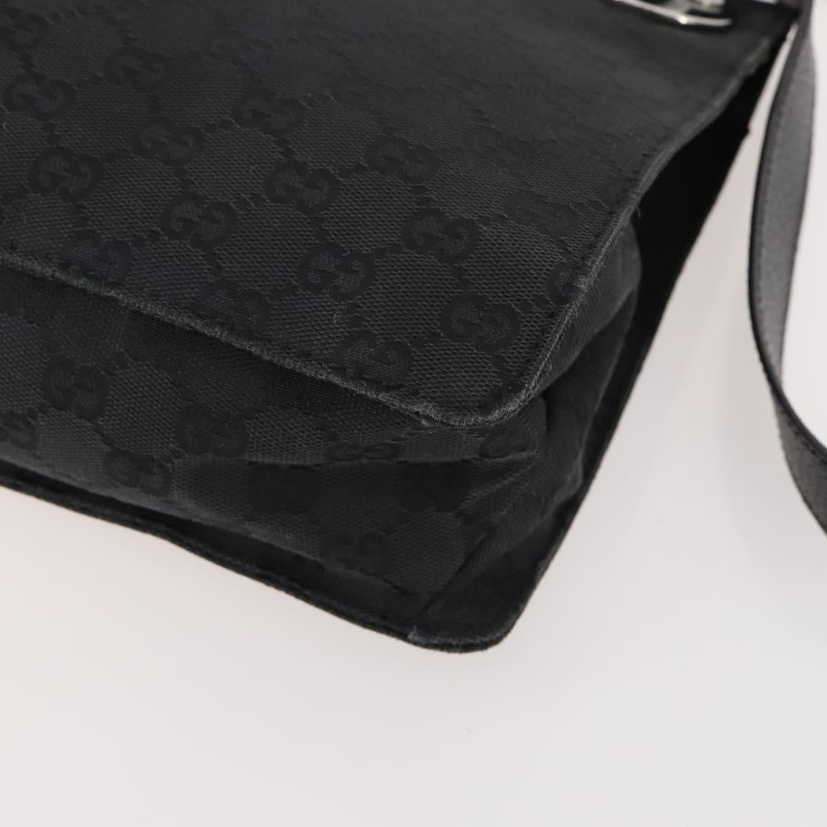 GUCCI GG Canvas Shoulder Bag Black Silver 120841 Auth ep13072