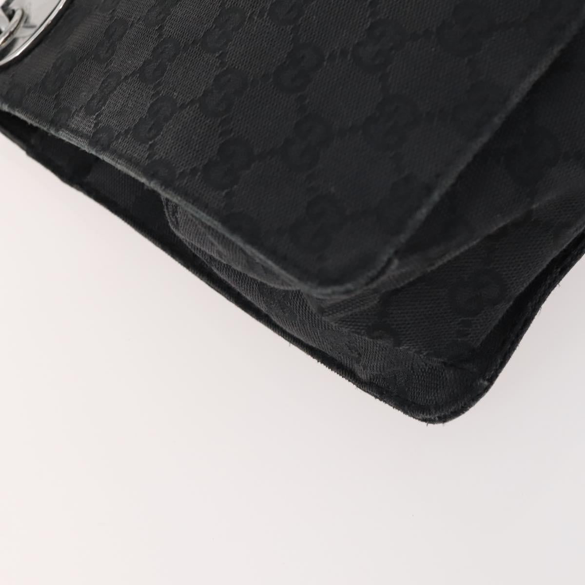 GUCCI GG Canvas Shoulder Bag Black Silver 120841 Auth ep13072