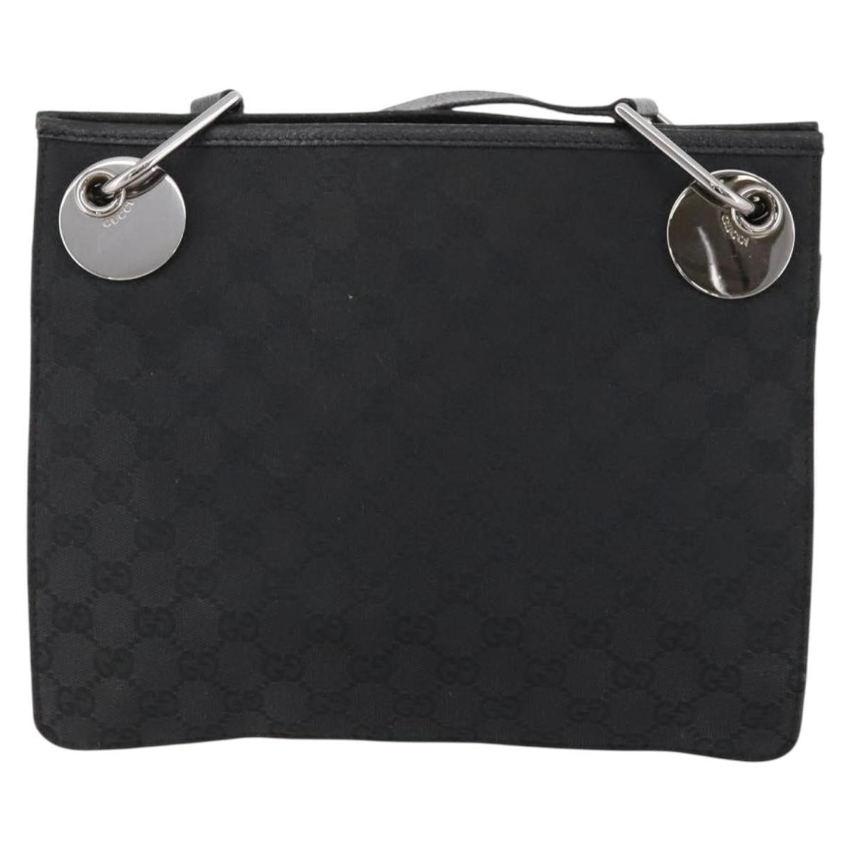 GUCCI GG Canvas Shoulder Bag Black Silver 120841 Auth ep13072