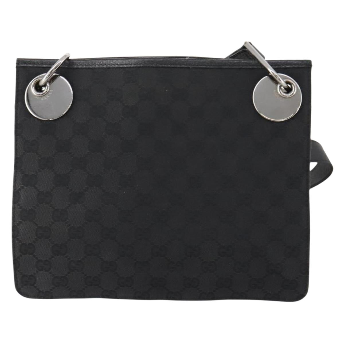 GUCCI GG Canvas Shoulder Bag Black Silver 120841 Auth ep13072