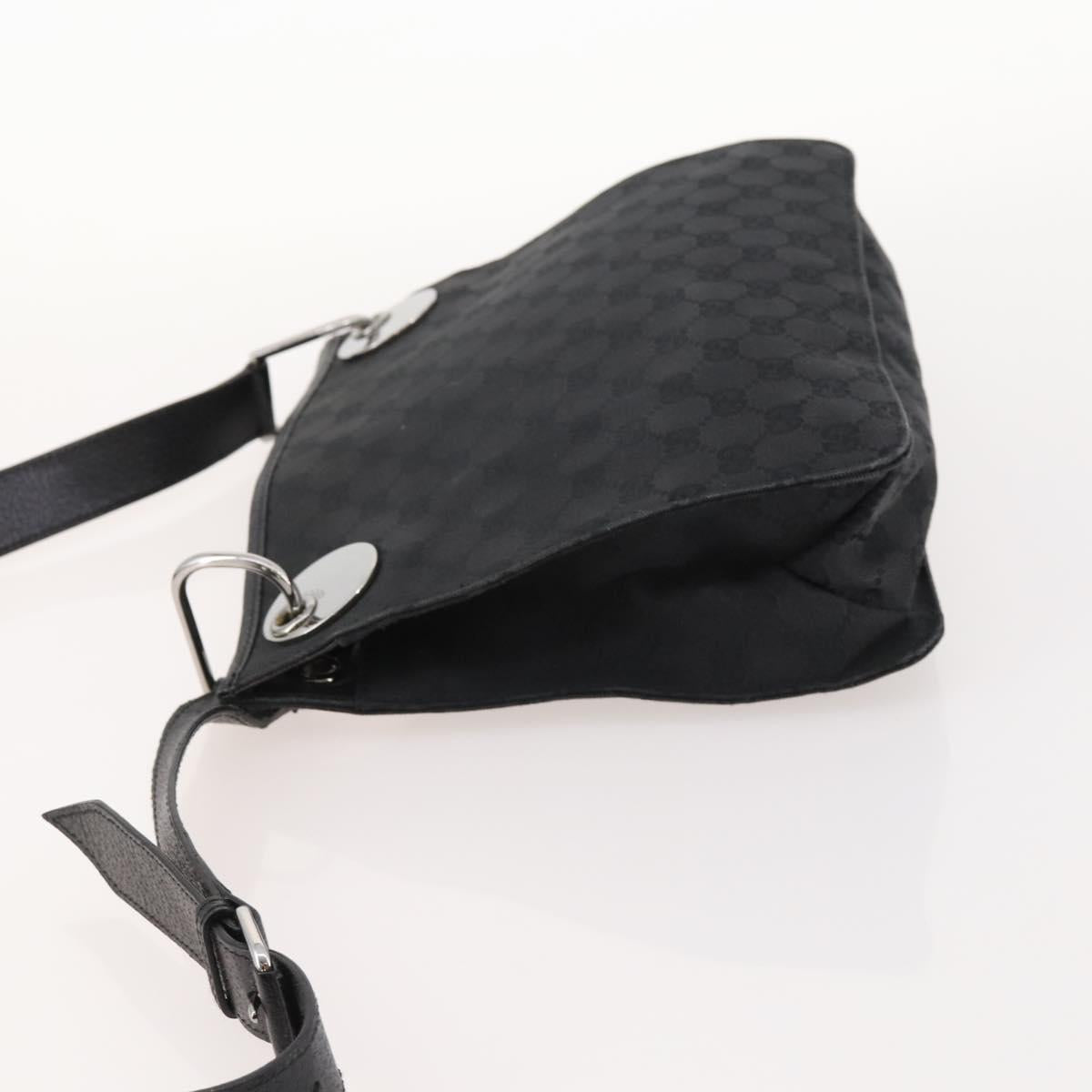 GUCCI GG Canvas Shoulder Bag Black Silver 120841 Auth ep13072