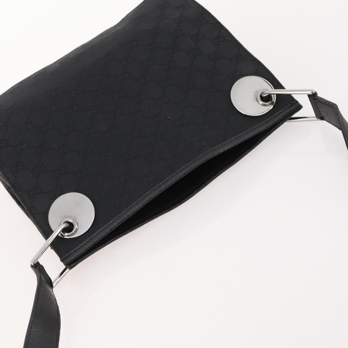 GUCCI GG Canvas Shoulder Bag Black Silver 120841 Auth ep13072