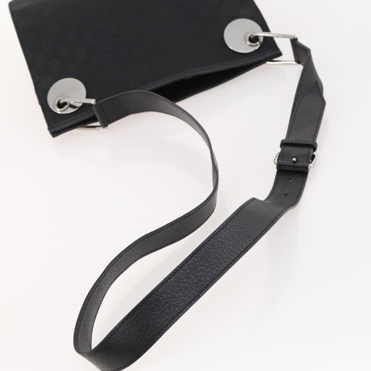 GUCCI GG Canvas Shoulder Bag Black Silver 120841 Auth ep13072