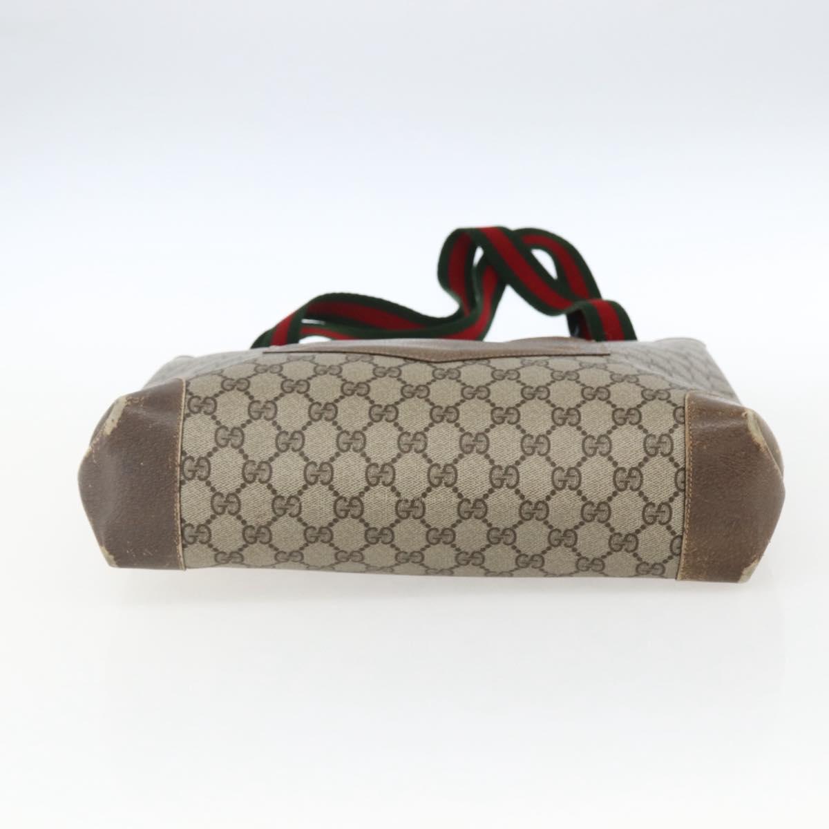GUCCI GG Supreme Web Sherry Line Tote Bag PVC Beige Red Auth ep13075