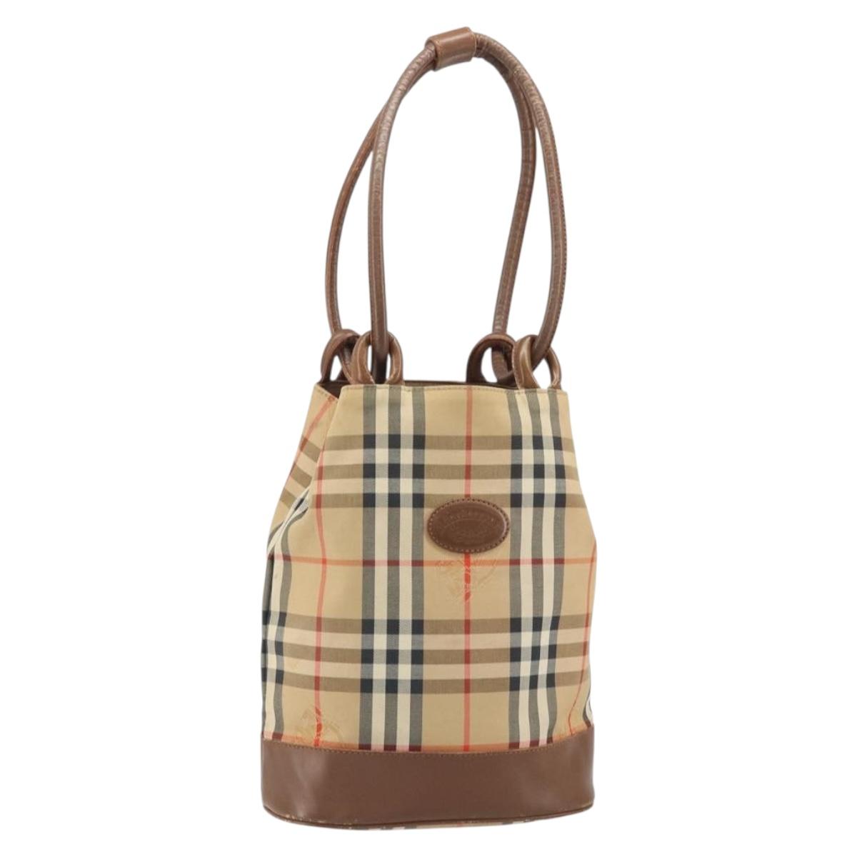Burberrys Nova Check Tote Bag Canvas Beige Auth ep13077