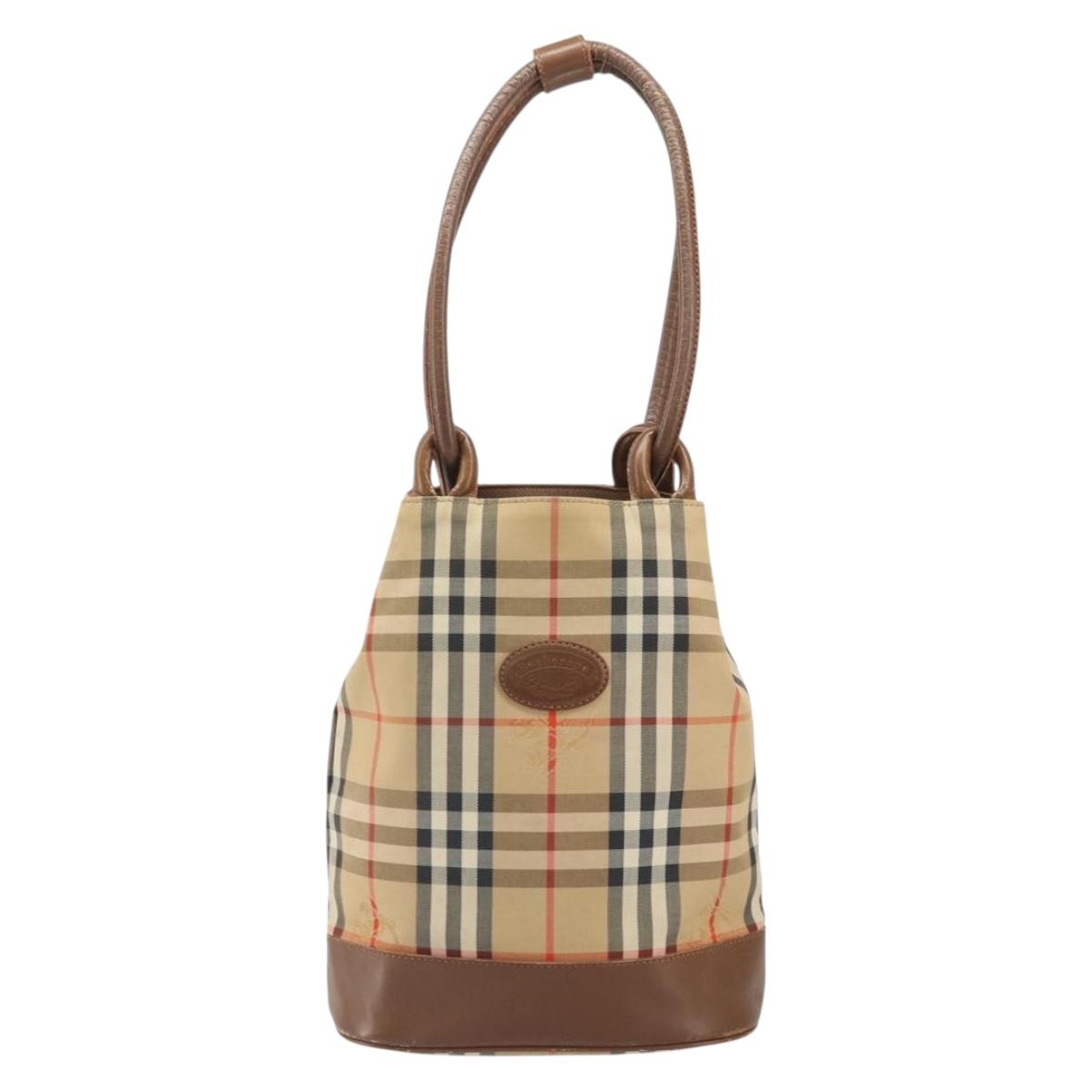 Burberrys Nova Check Tote Bag Canvas Beige Auth ep13077