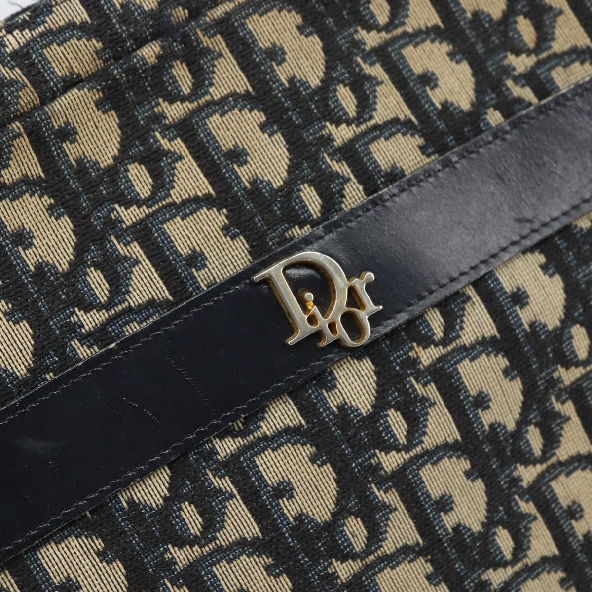 Christian Dior Trotter Canvas Shoulder Bag Navy Gold Auth ep13080