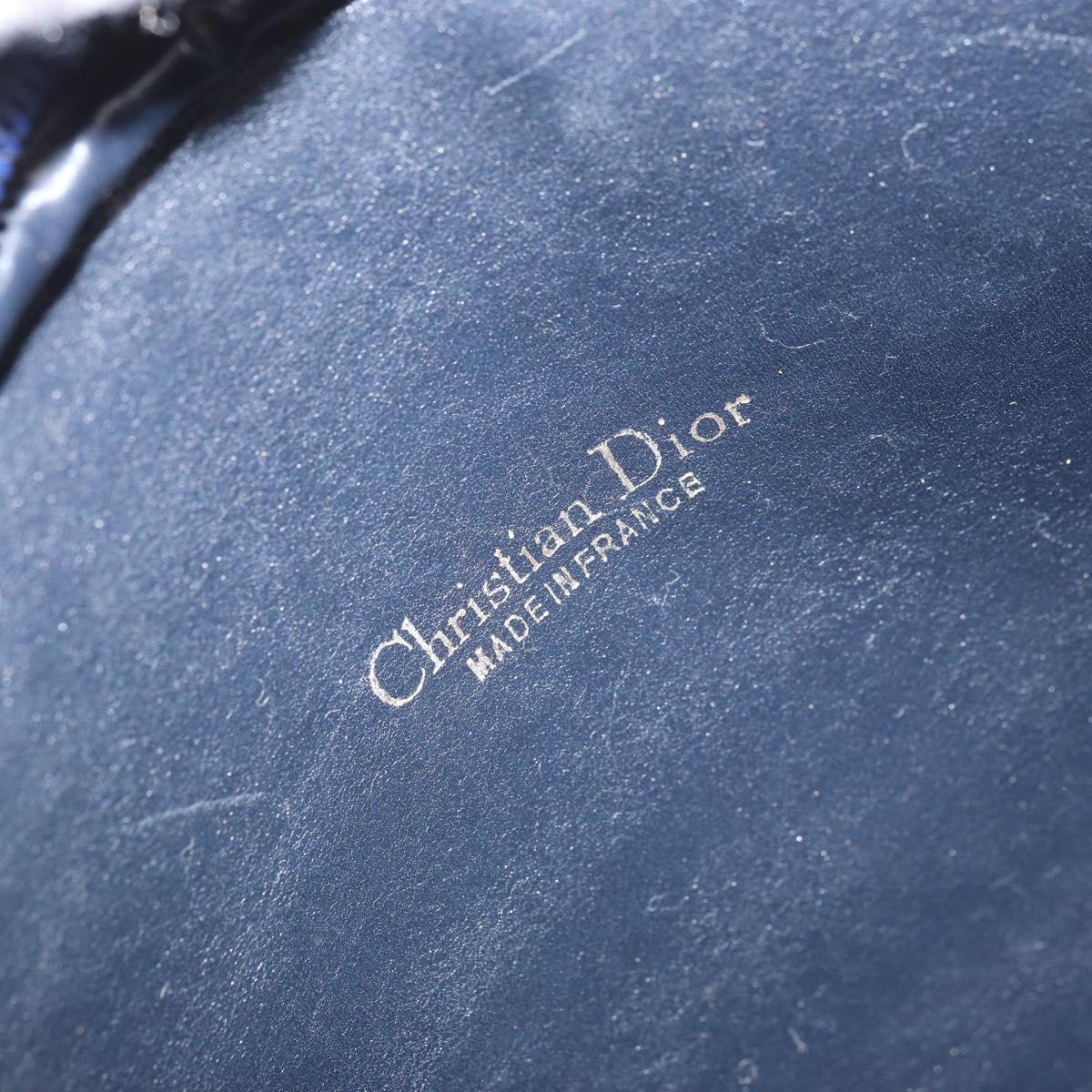 Christian Dior Trotter Canvas Shoulder Bag Navy Gold Auth ep13080