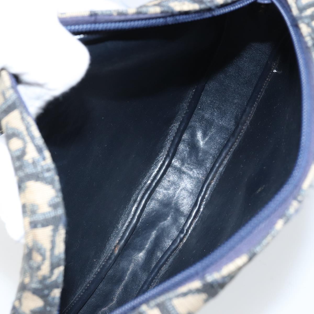 Christian Dior Trotter Canvas Shoulder Bag Navy Gold Auth ep13080