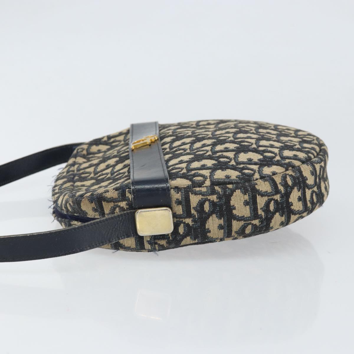 Christian Dior Trotter Canvas Shoulder Bag Navy Gold Auth ep13080